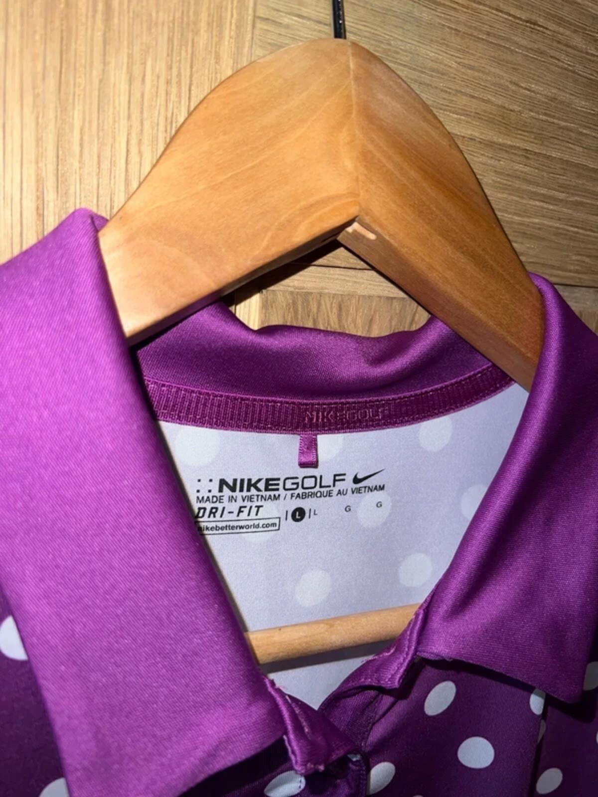 Nike Golf Dri Fit Purple Polka Dot Polo Vest Top L
