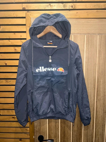 Ellesse Grey 1/4 Zip Pullover Hooded Windbreaker S