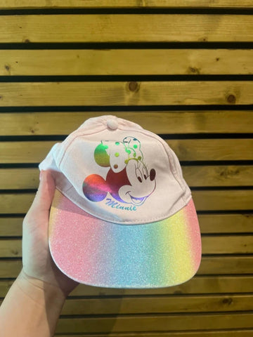 Disney Minnie Mouse Pink Rainbow Glitter Cap