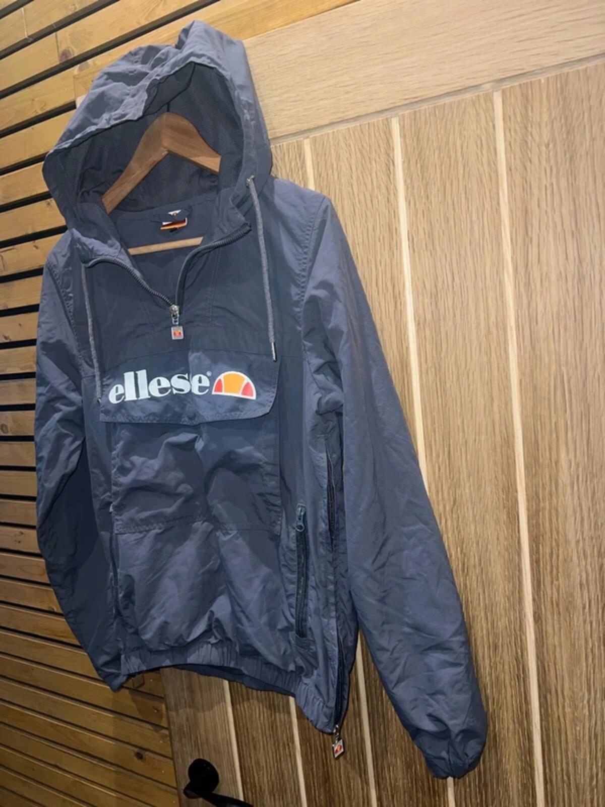 Ellesse Grey 1/4 Zip Pullover Hooded Windbreaker S