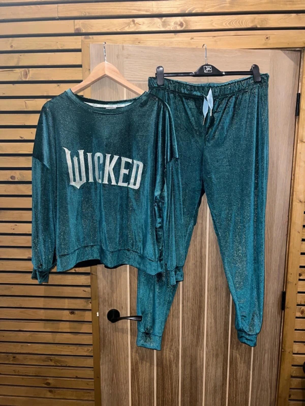 Wicked Emerald Green Sparkly Lounge Set 12-14