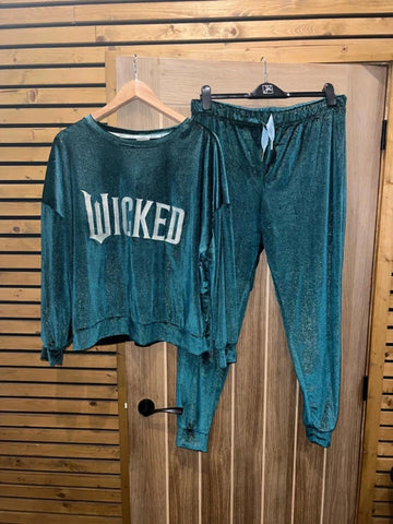 Wicked Emerald Green Sparkly Lounge Set 12-14