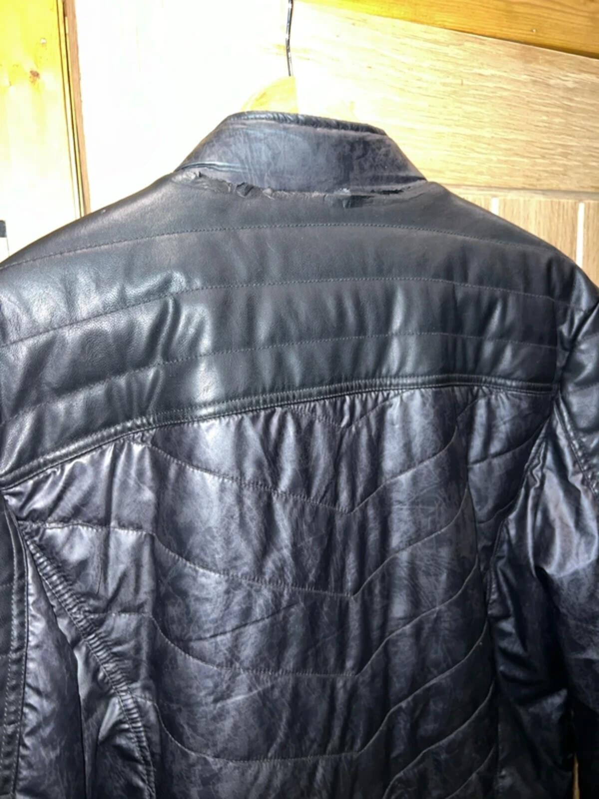 GUESS Faux Leather Quilted Biker Jacket L