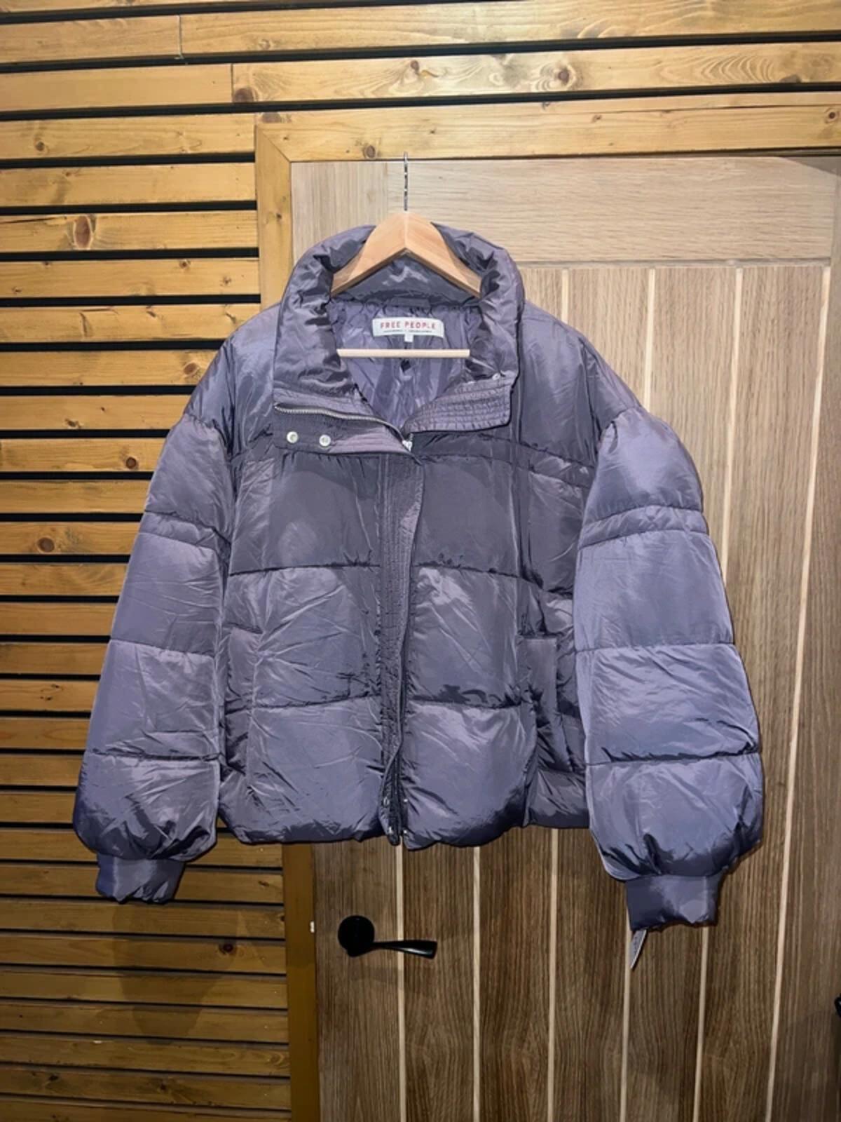 Free People Olivia Purple Puffer Jacket L NEW