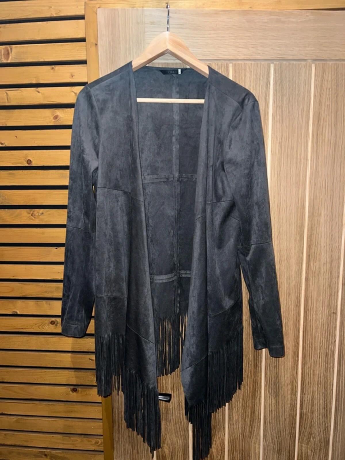 ONLY Suede Effect Fringed Jacket L