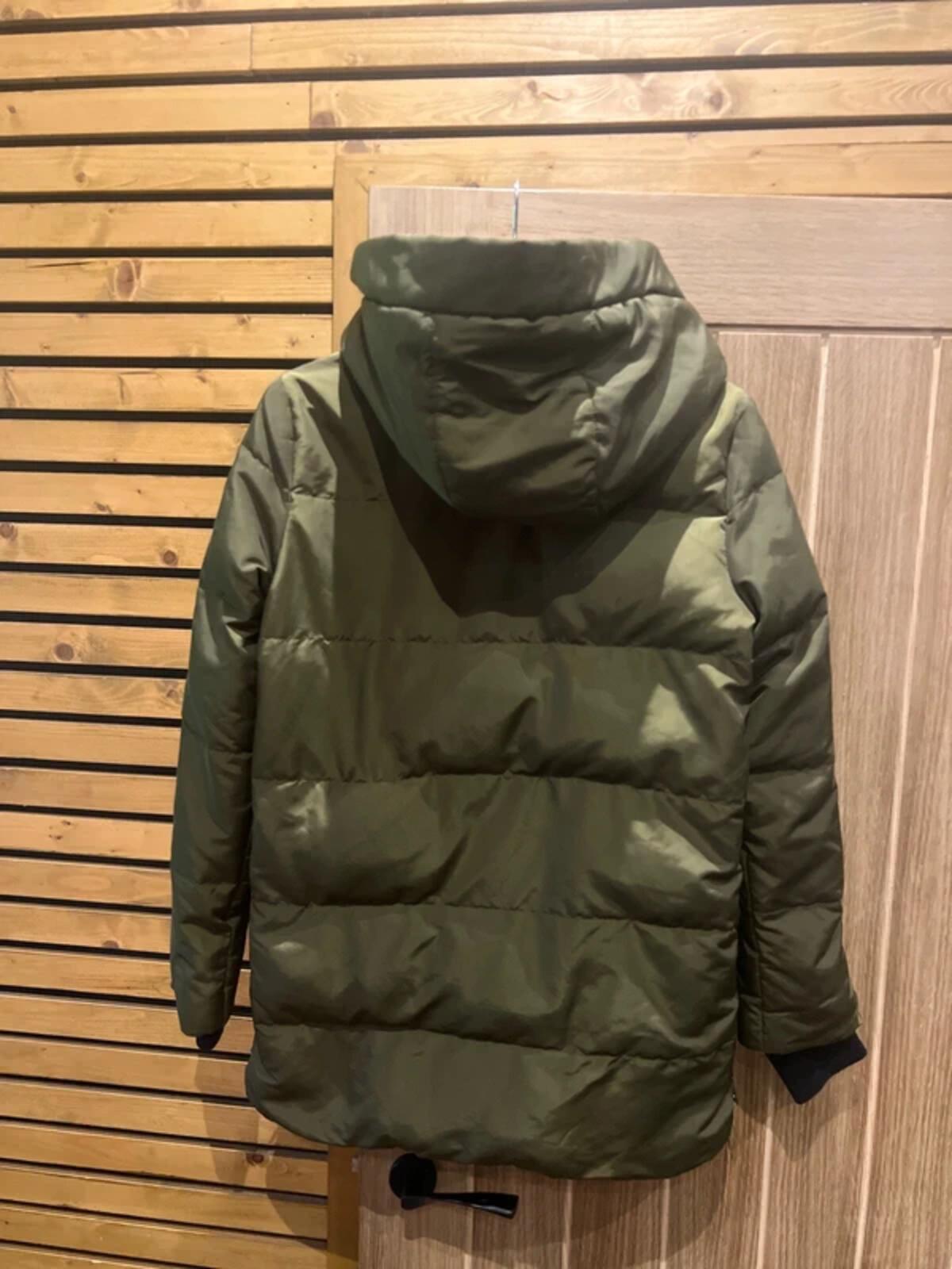 Zara Khaki Down Puffer Hooded Coat XS