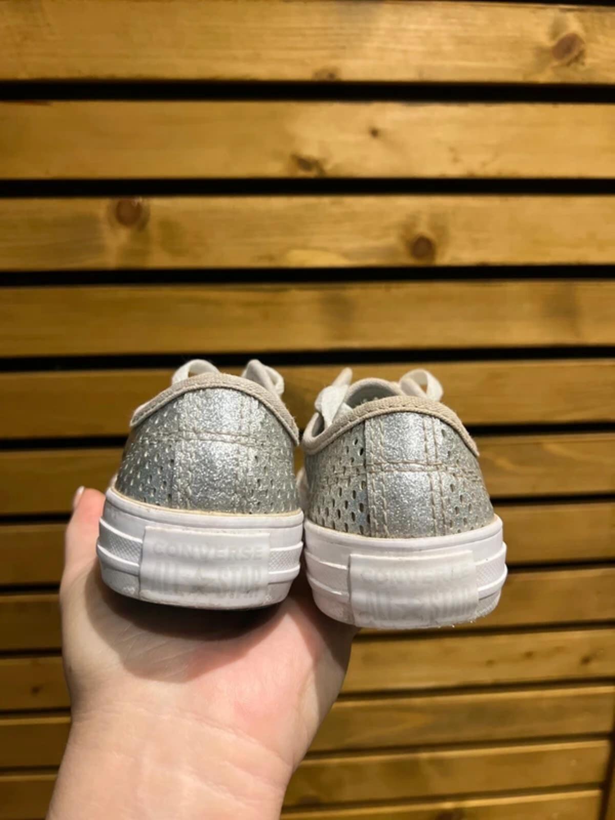 Converse Silver Sparkly Trainers UK12