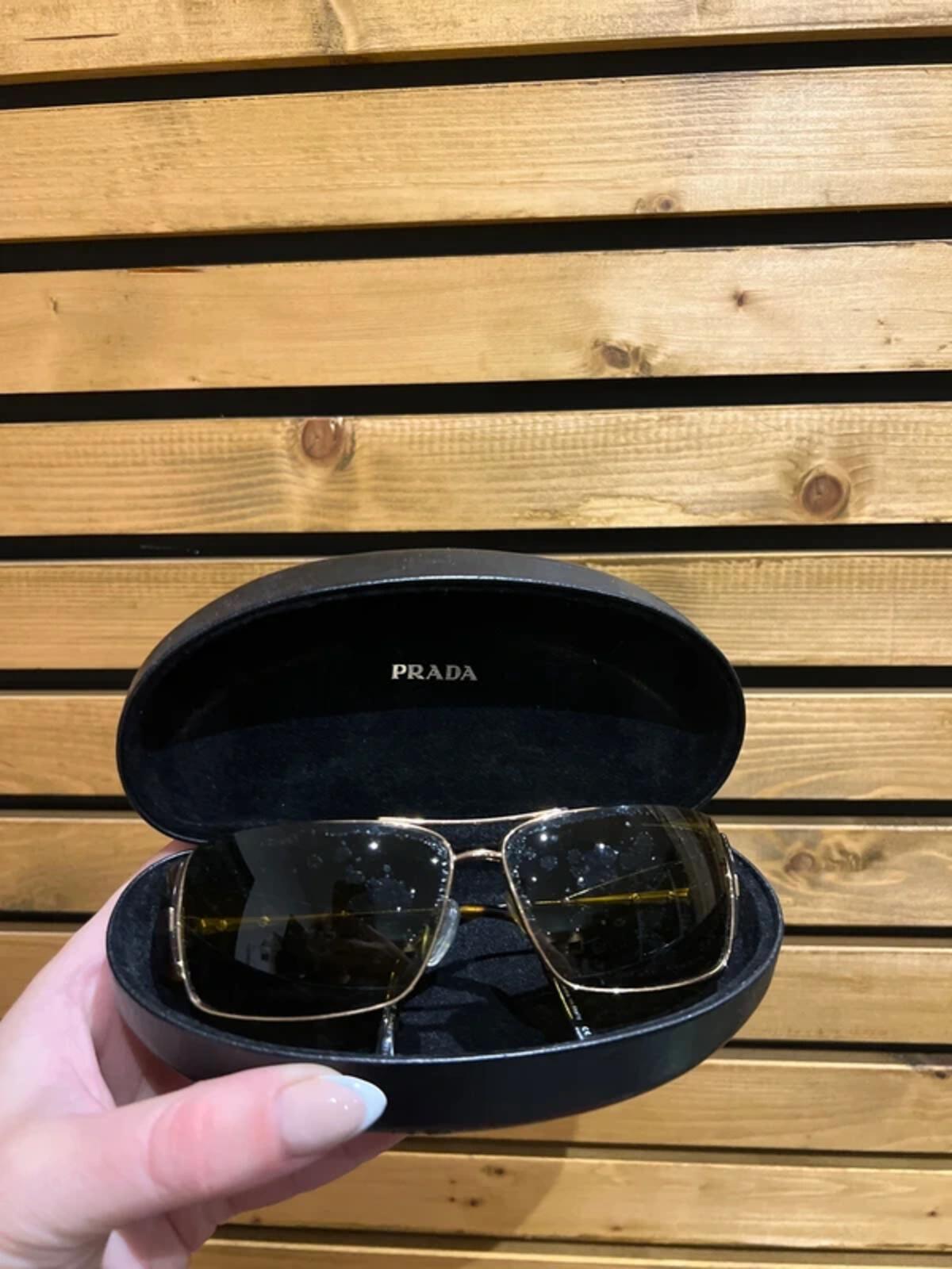 Prada Vintage SPR 55H Square Tortoise Sunglasses With Case