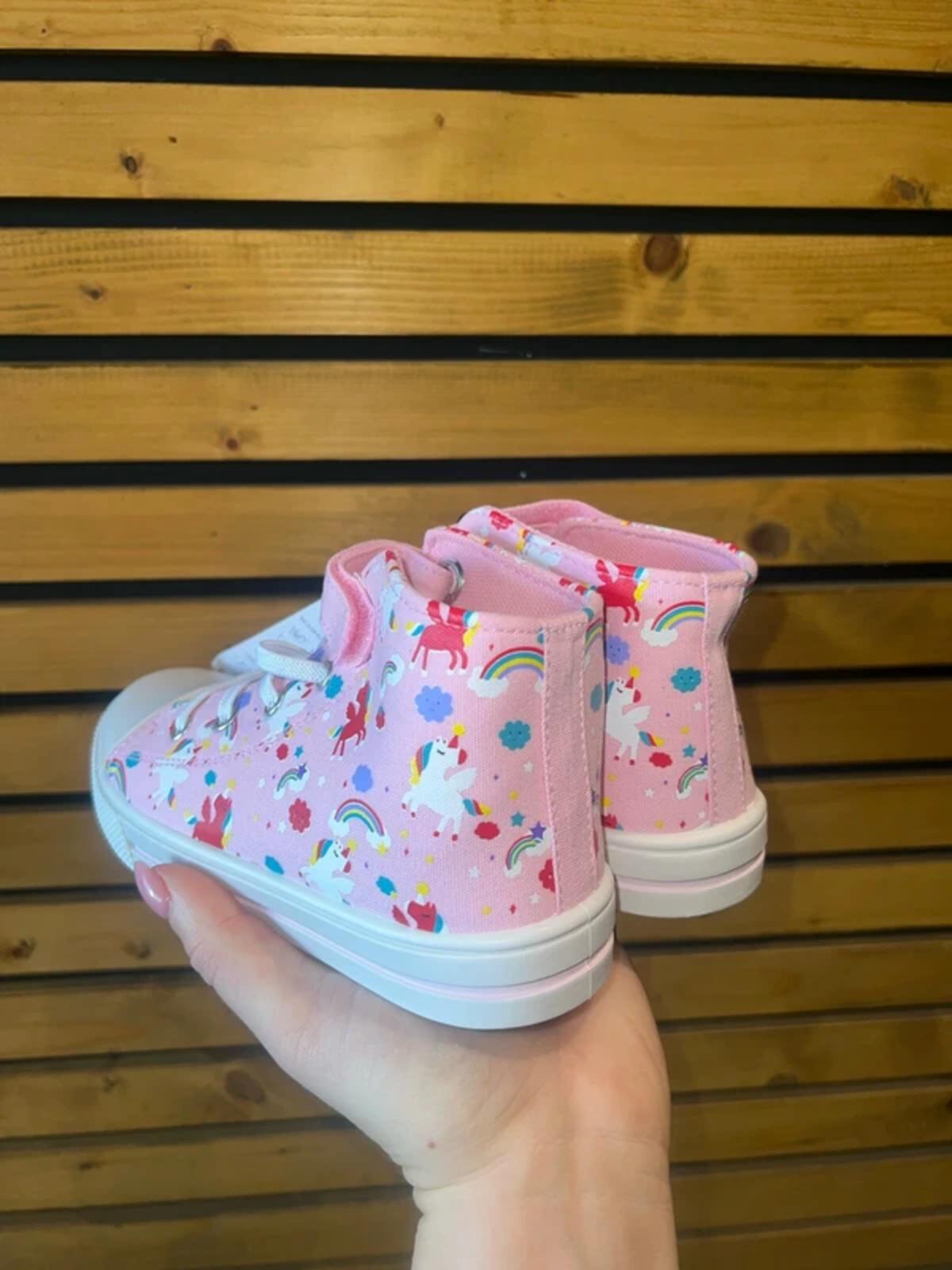 Unicorn Print Pink Mid Trainers UK12 NEW