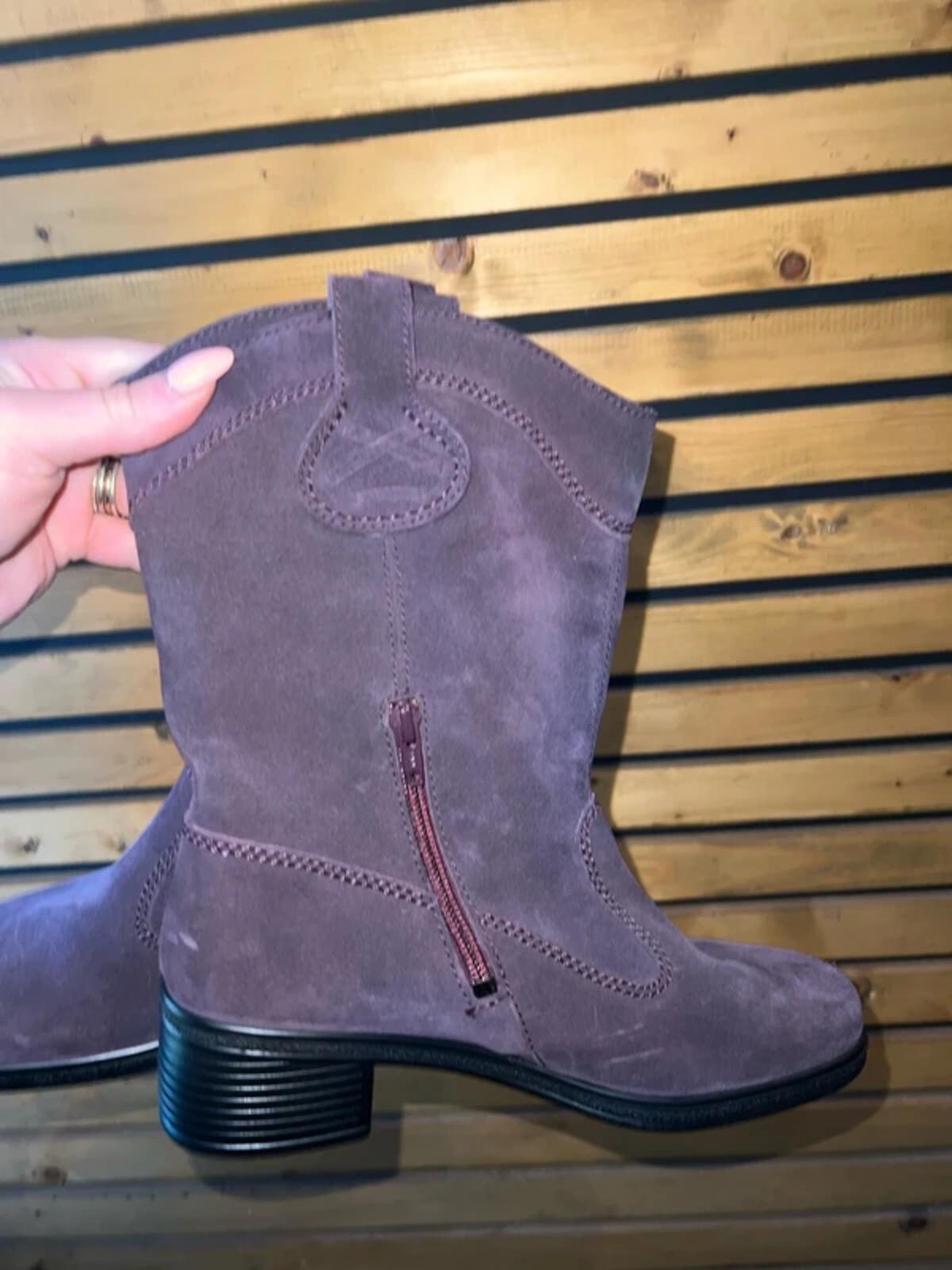 Hotter Purple Suede Heeled Boots UK5 NEW