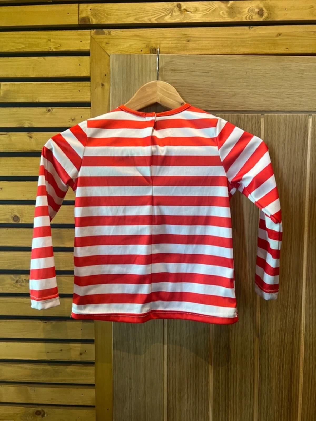 Where’s Wally Striped Long Sleeve Top Fancy Dress Costume 5-6Y