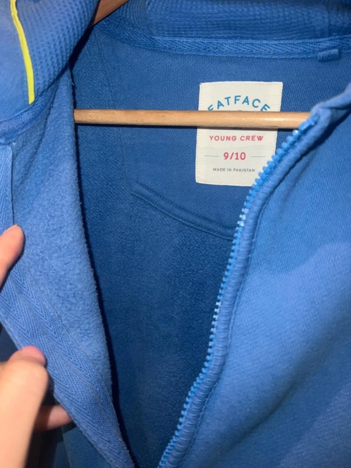 FatFace Rock The Reef Blue Zip Hoodie Jacket 9-10Y