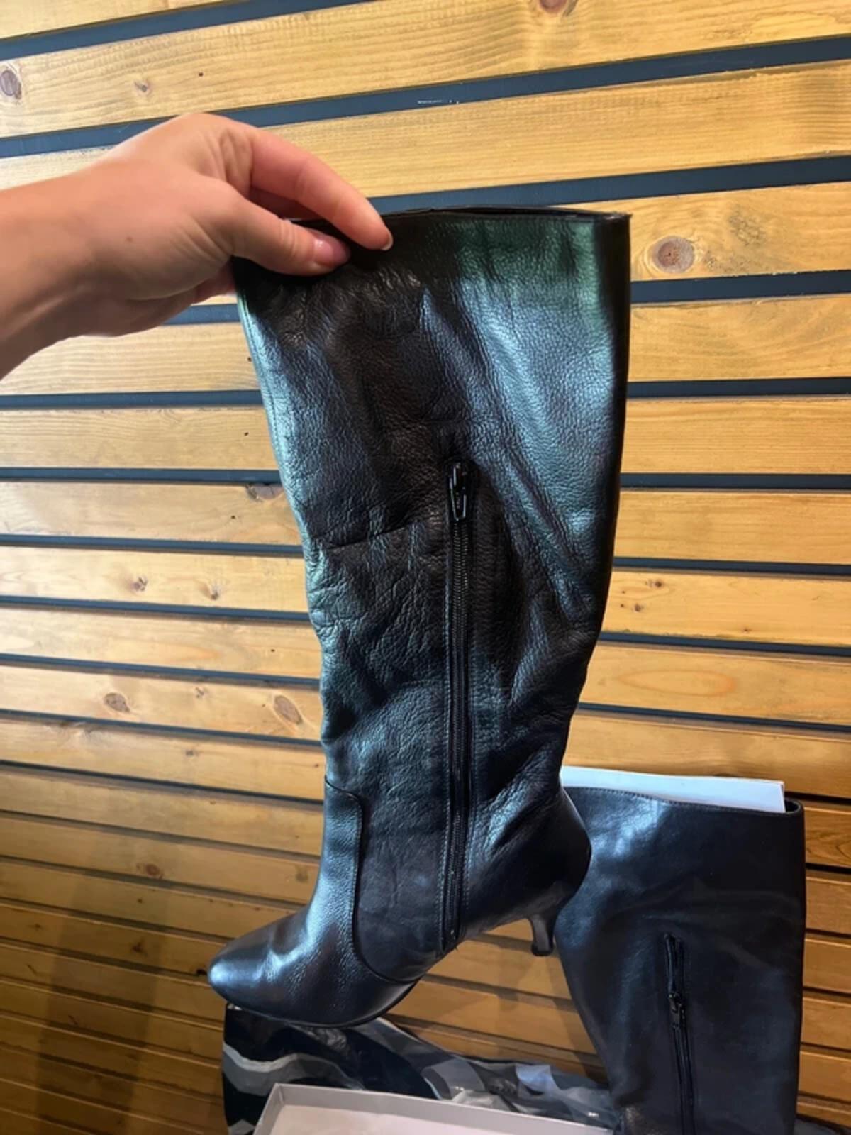 Wallis Black Long Leather Boots UK5