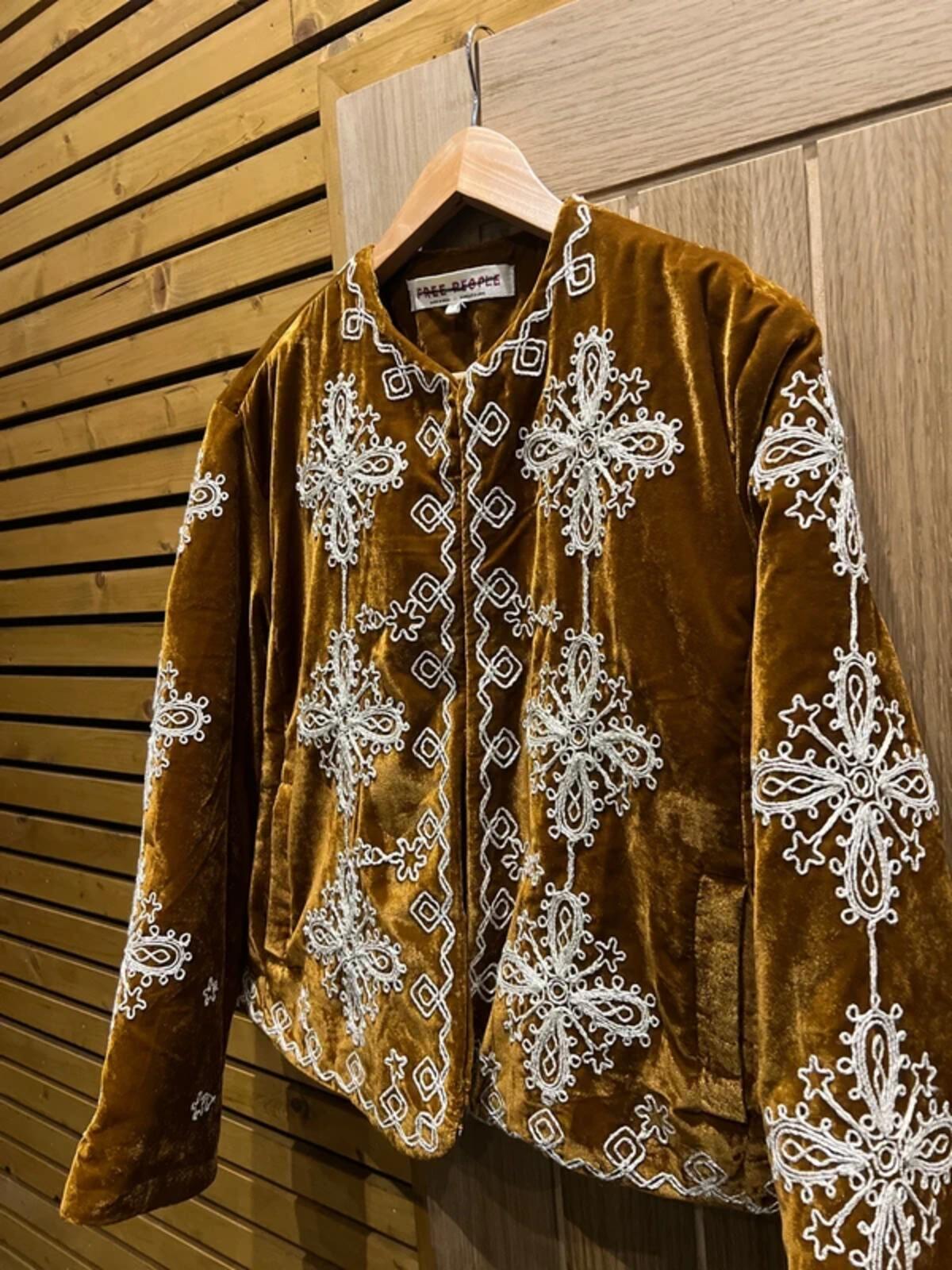 Free People Mia Embellished Brown Velvet Jacket XS NEW