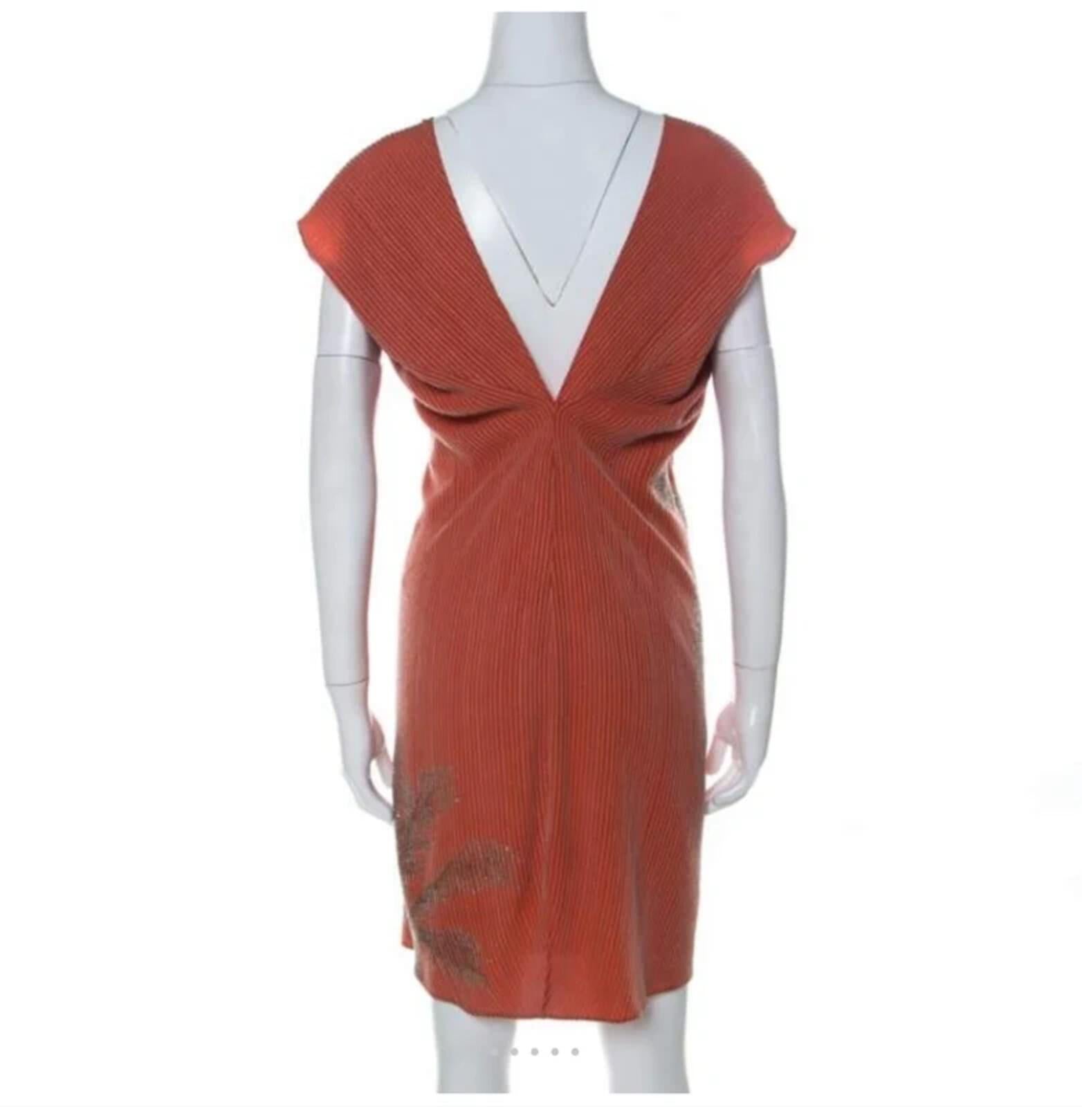 Diane Von Furstenberg Coral Silk Embellished Palm Tree Dress 14