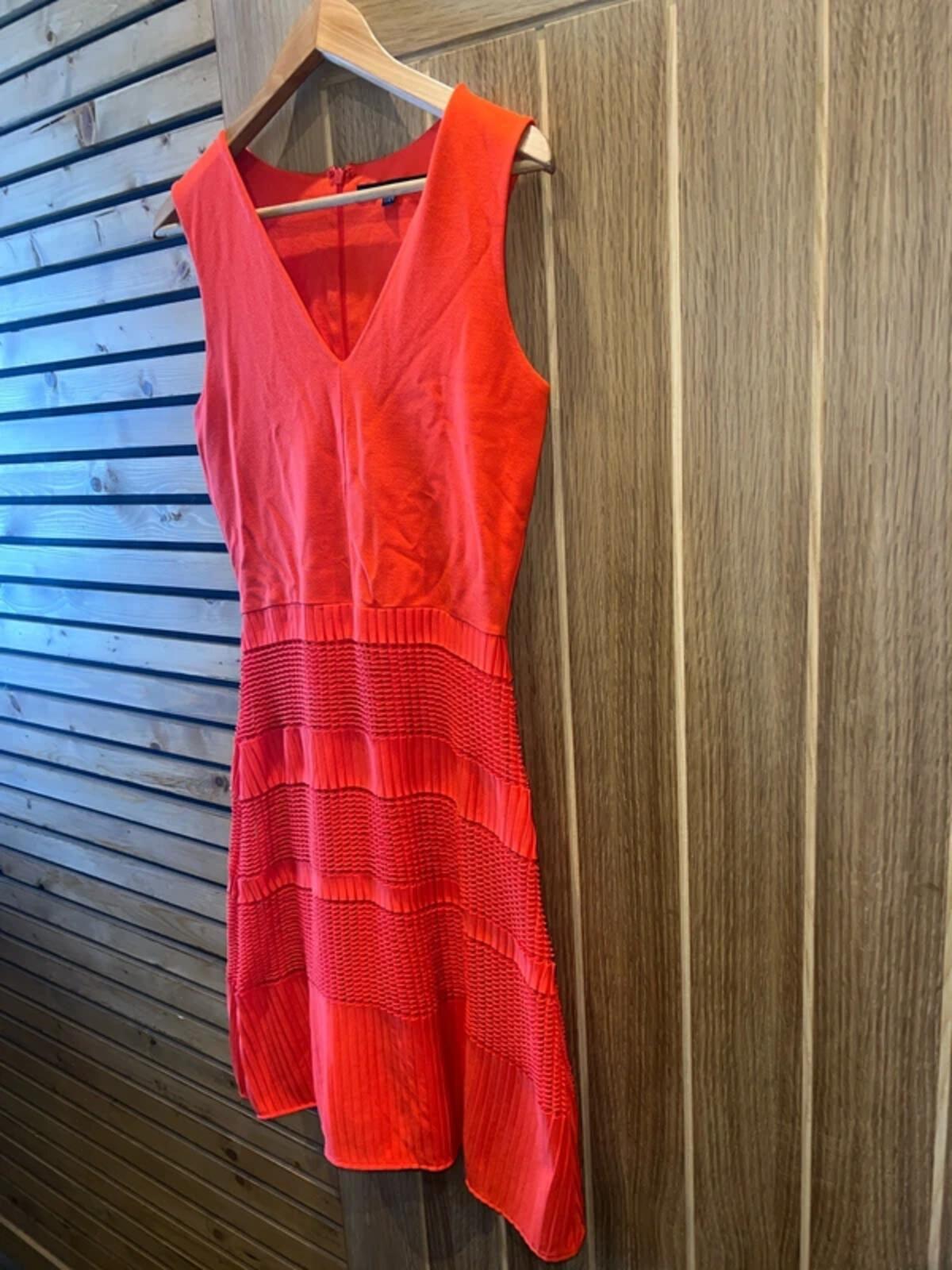 French Connection Coral Pleated Lace V Neck Dress 12