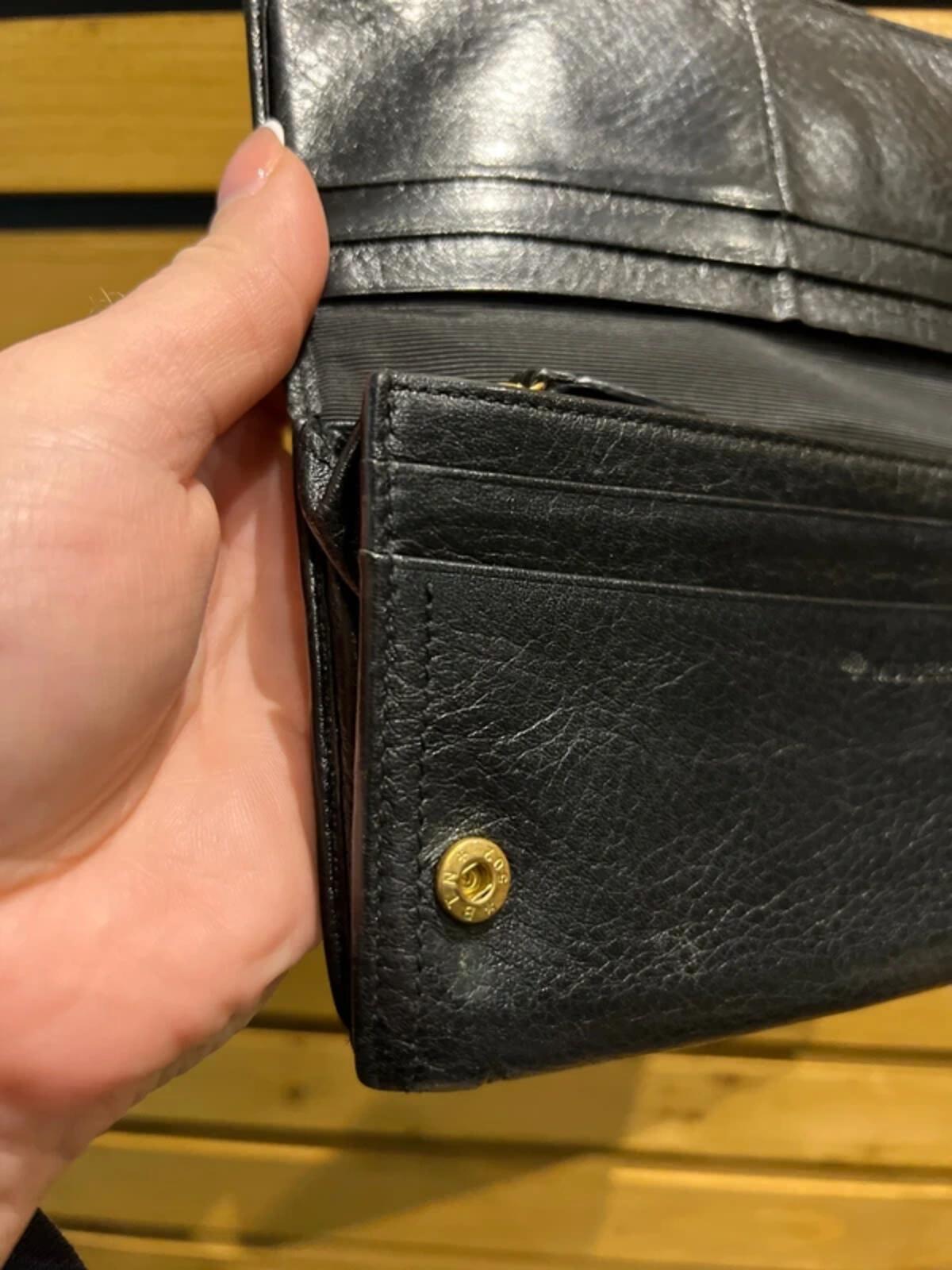 Vintage Mulberry Black Grained Leather Continental Purse Wallet