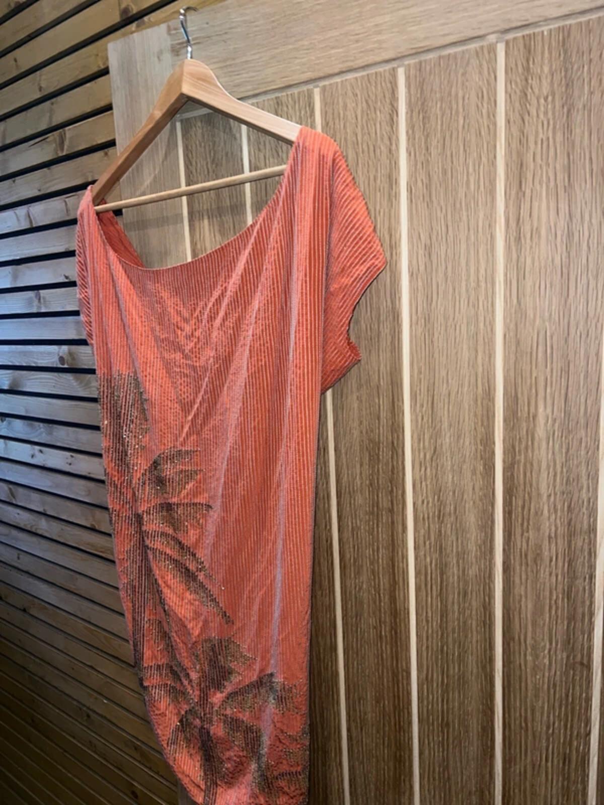 Diane Von Furstenberg Coral Silk Embellished Palm Tree Dress 14