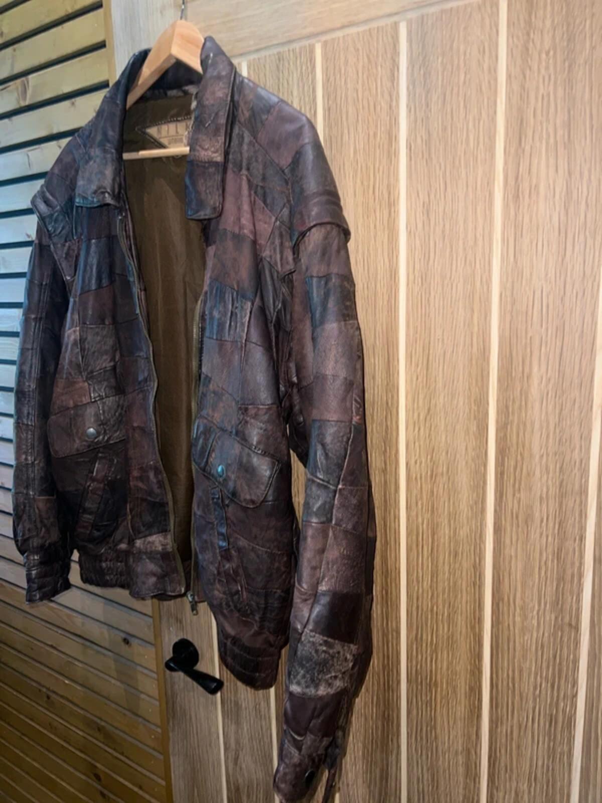 Vintage 1980’s Milan Brown Patchwork Leather Bomber Jacket XL