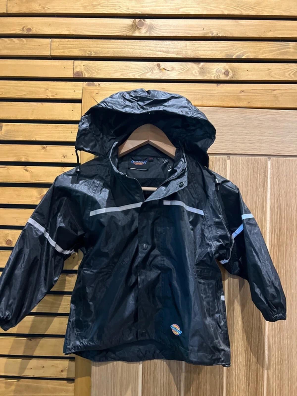 Dickies Black Rain Coat Waterproof Hooded Jacket 3-4Y