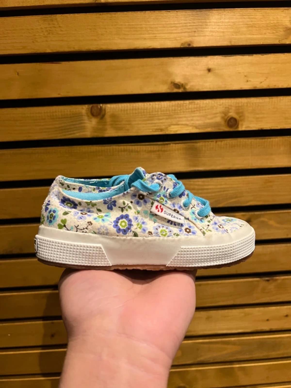 Superga Blue Floral Canvas Trainers UK7.5