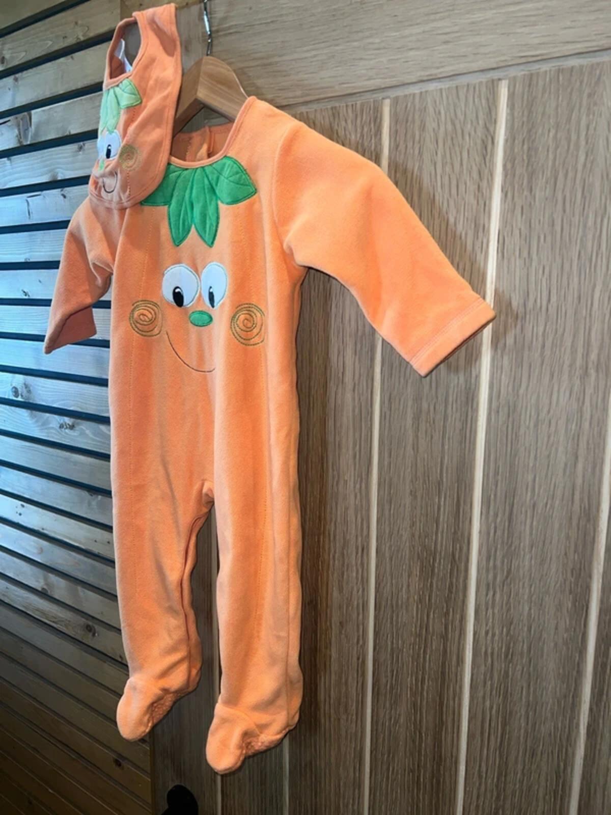 Pumpkin Halloween Fleece Babygrow & Bib Fancy Dress 9-12M