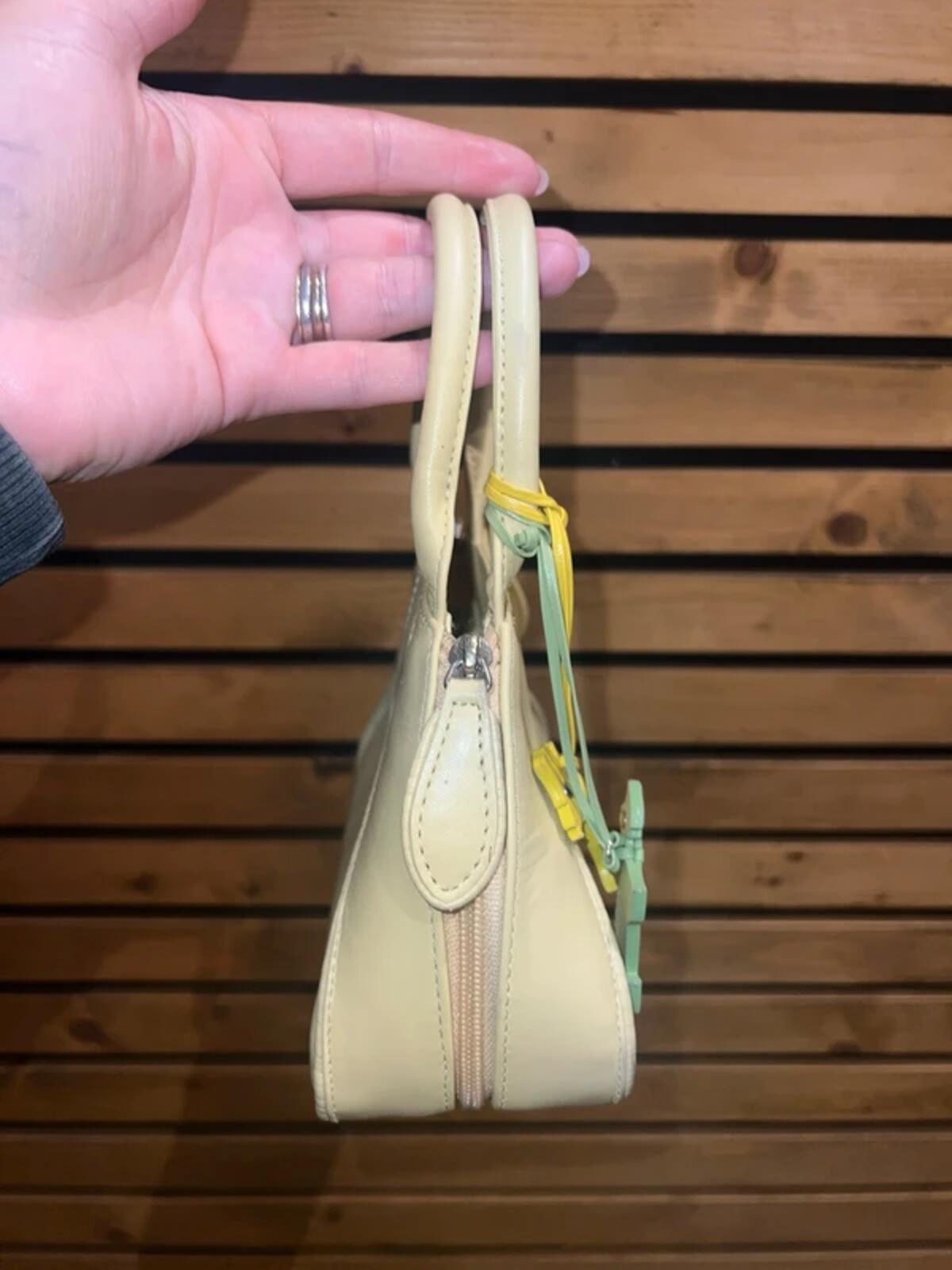Radley Designer Mini Yellow Leather Handbag With Dog Charm