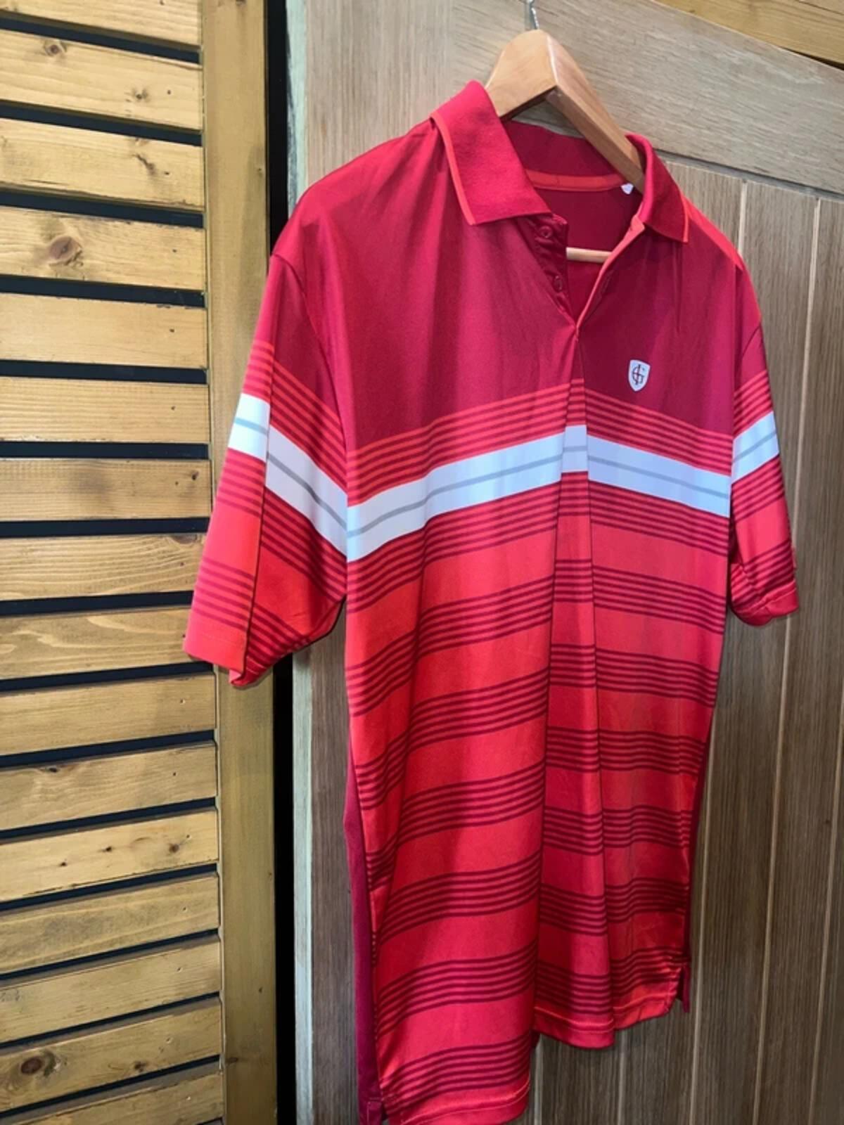 Island Green Golf Striped Polo Shirt M