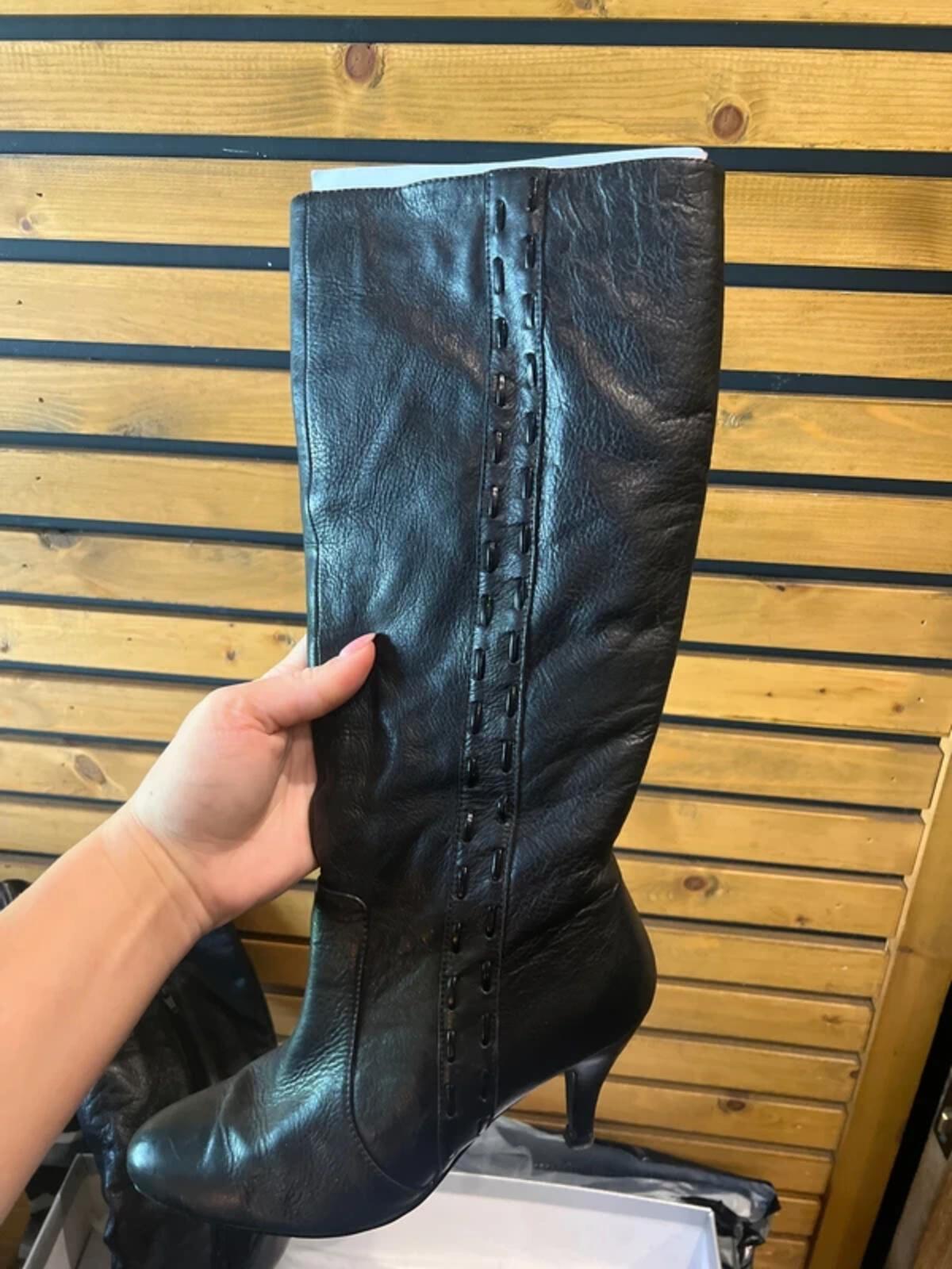 Wallis Black Long Leather Boots UK5