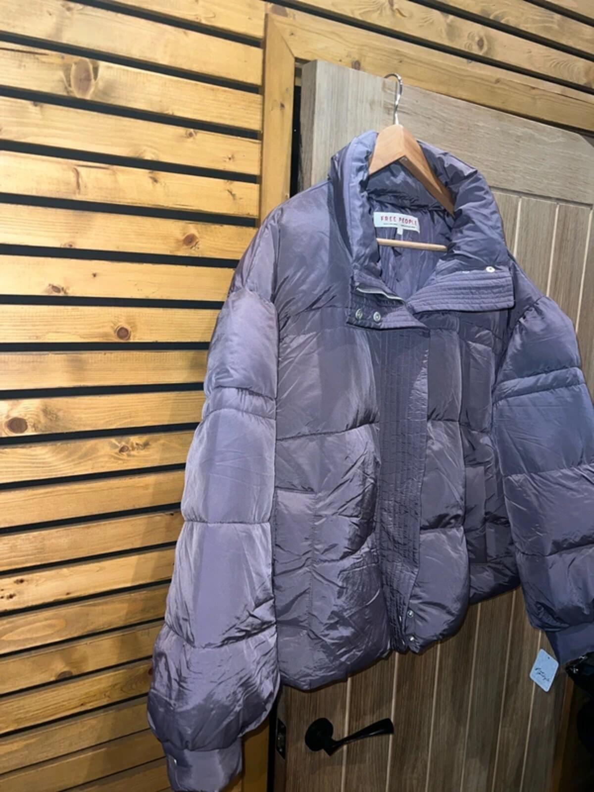 Free People Olivia Purple Puffer Jacket L NEW