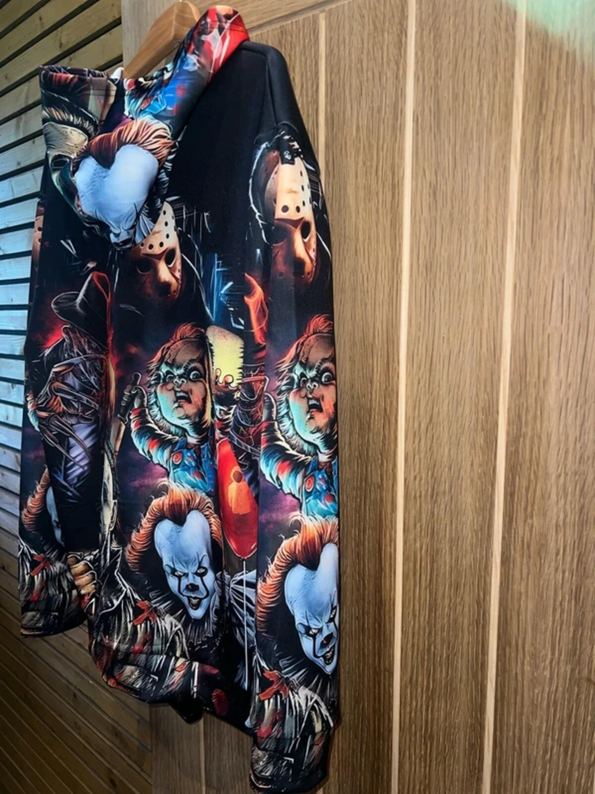 Horror Movie Graphic Black Hoodie L