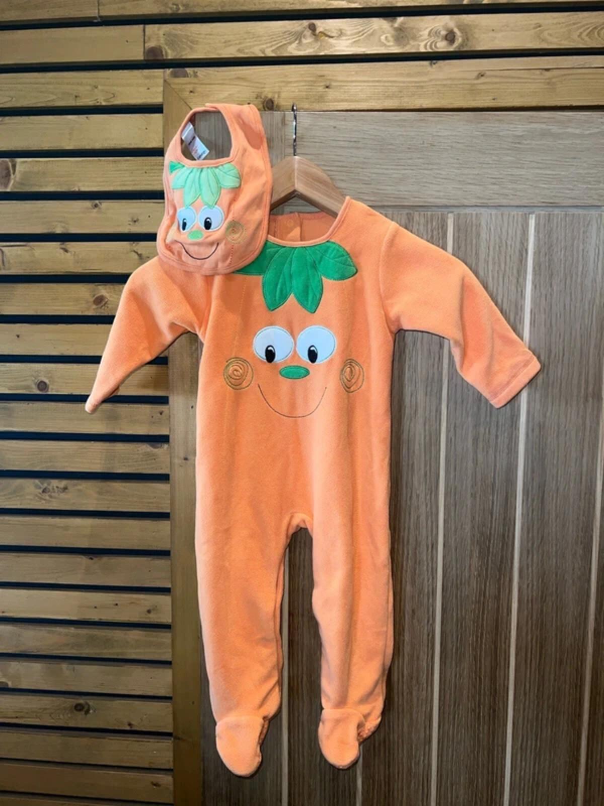 Pumpkin Halloween Fleece Babygrow & Bib Fancy Dress 9-12M