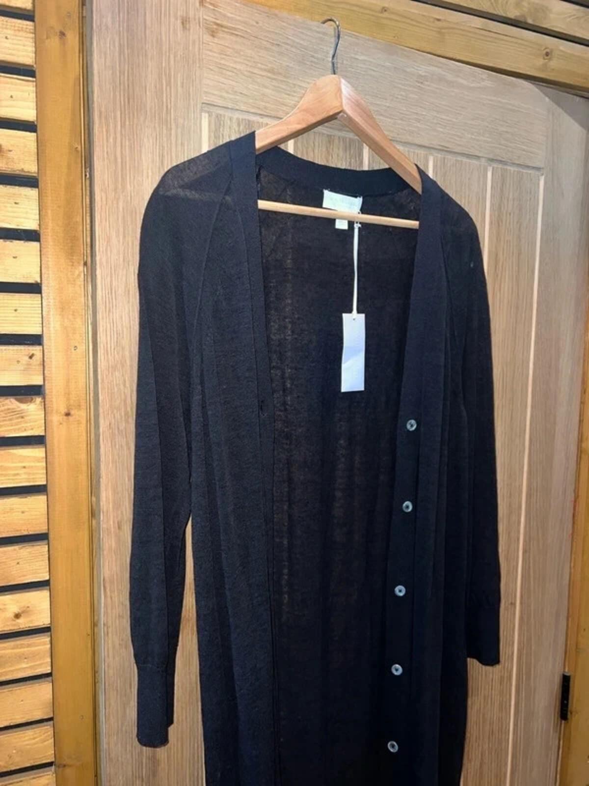 The White Company Longline Black Cardigan M NEW