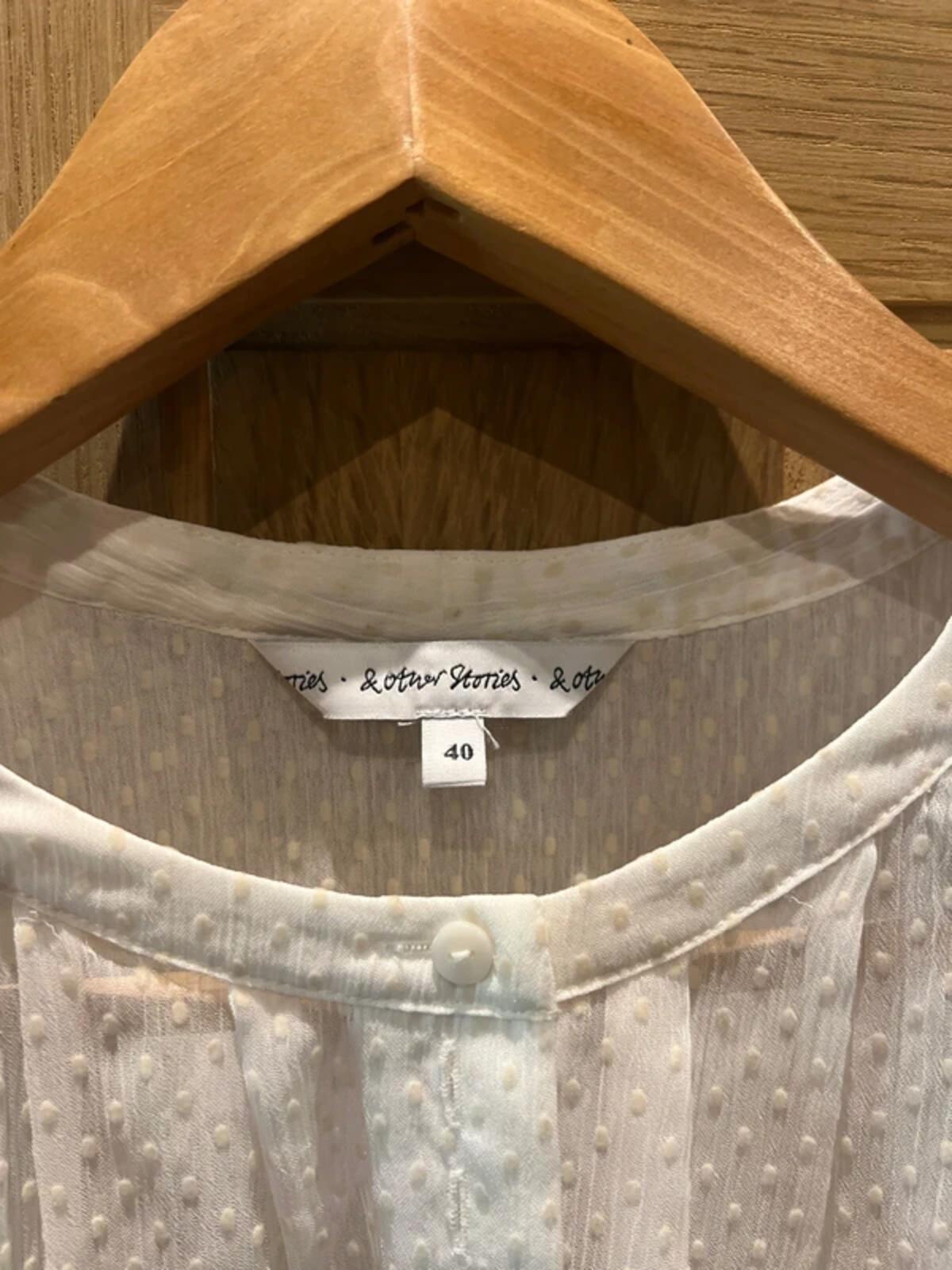 & Other Stories Cream Polka Dot Button Blouse M
