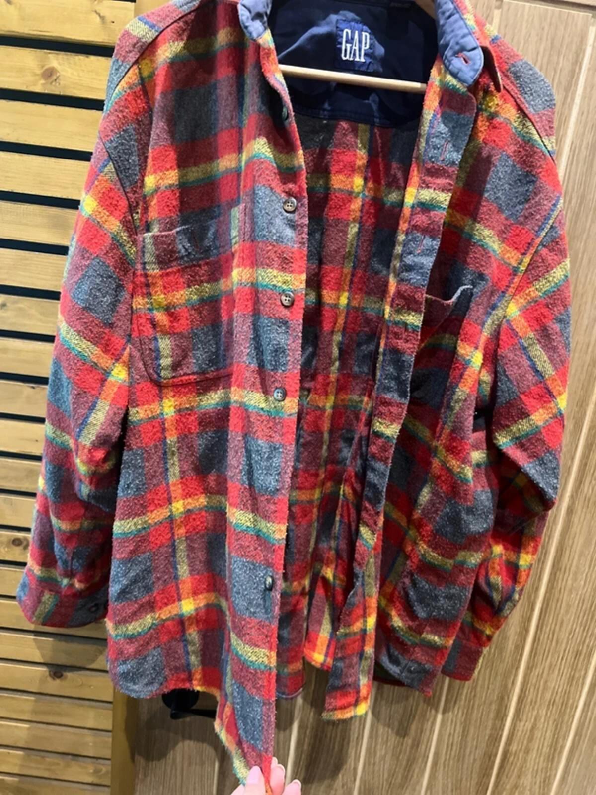 Vintage 1990's GAP Red Plaid Over Shirt L