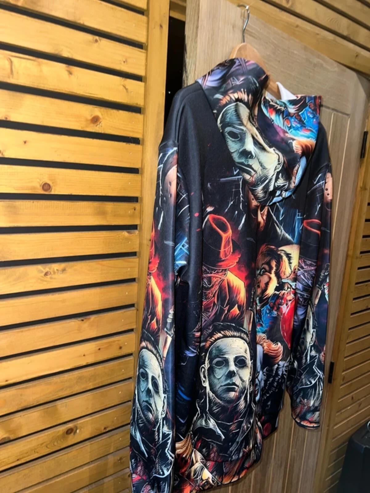 Horror Movie Graphic Black Hoodie L