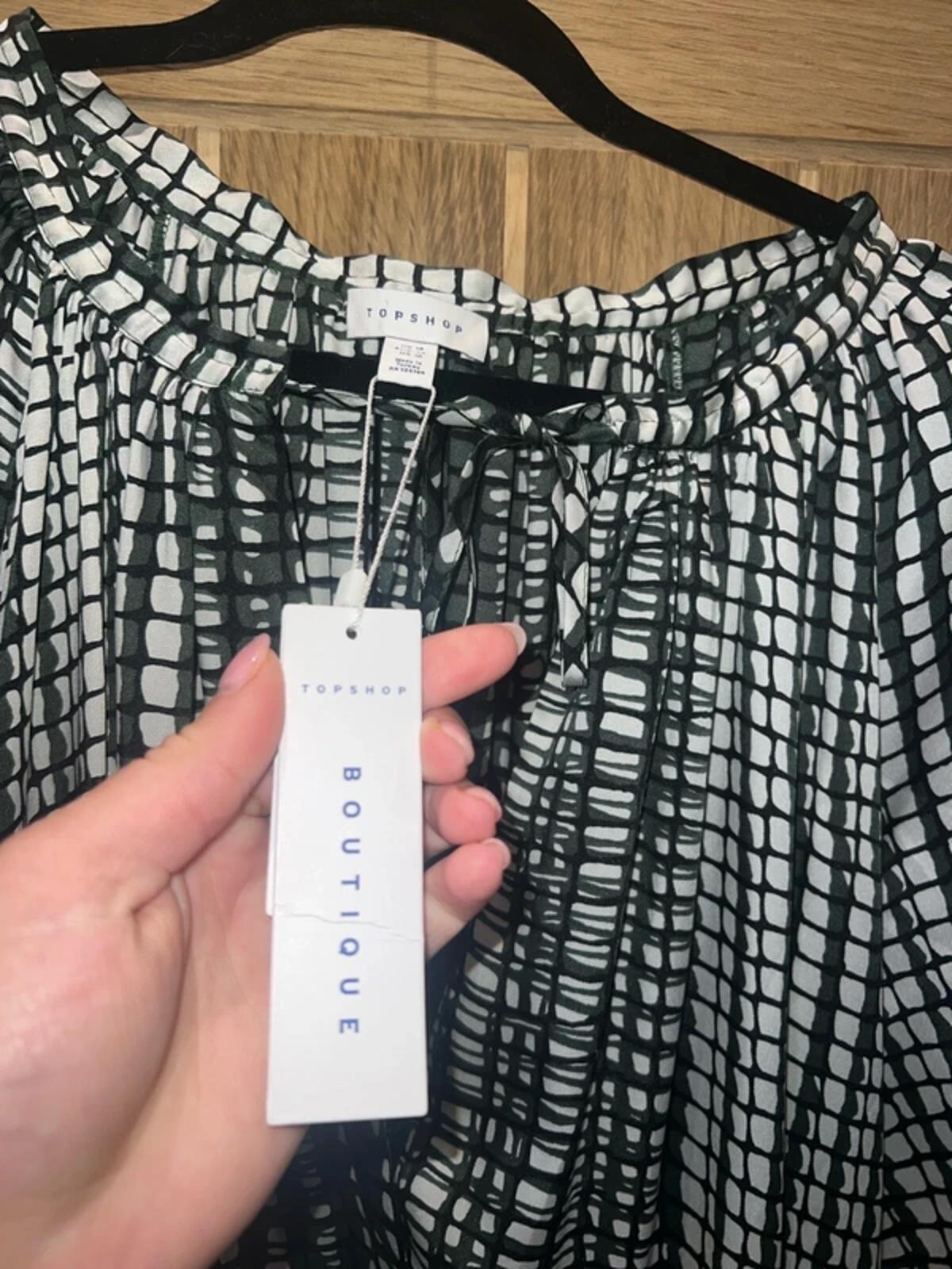 Topshop Boutique Green Print Maxi Dress 14 NEW