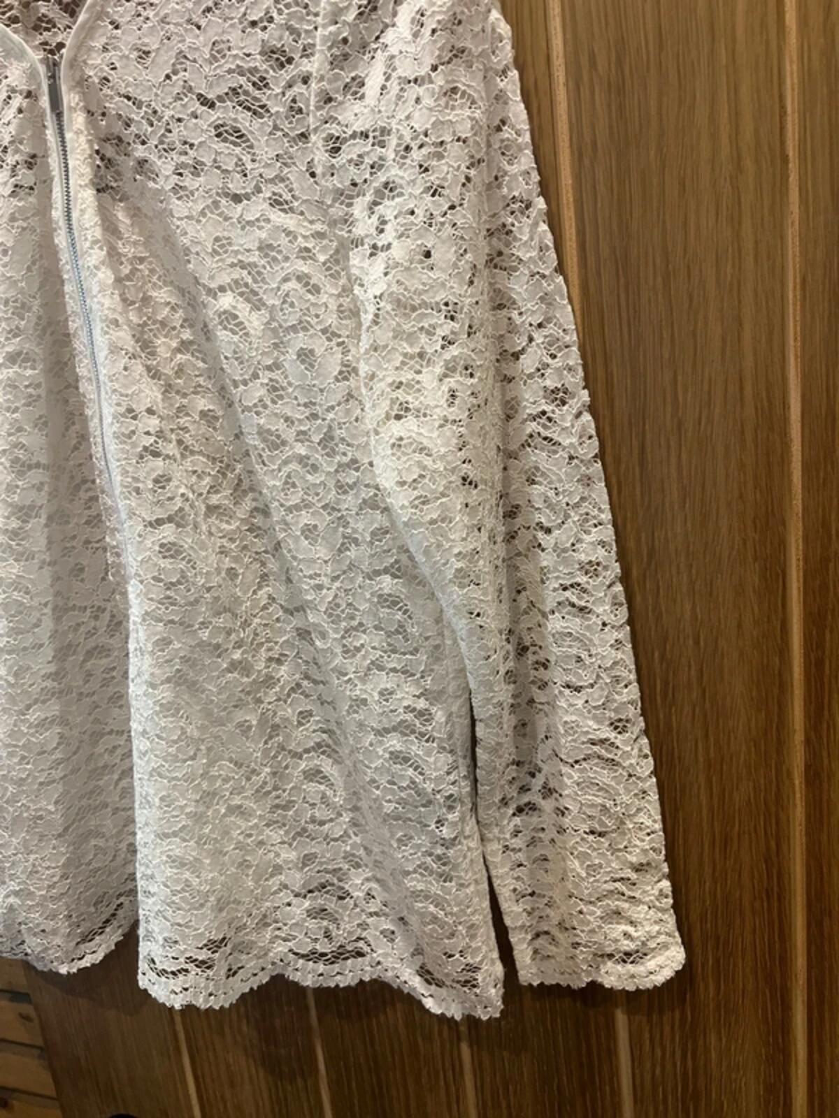 The Kooples White Lace Zip Top L