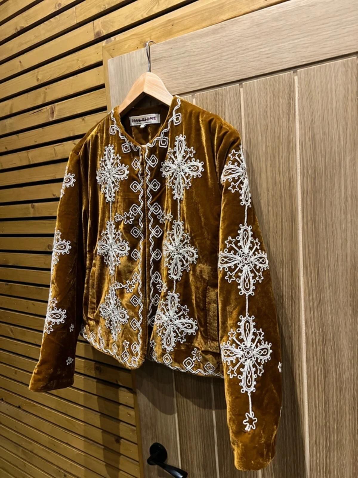Free People Mia Embellished Brown Velvet Jacket XS NEW