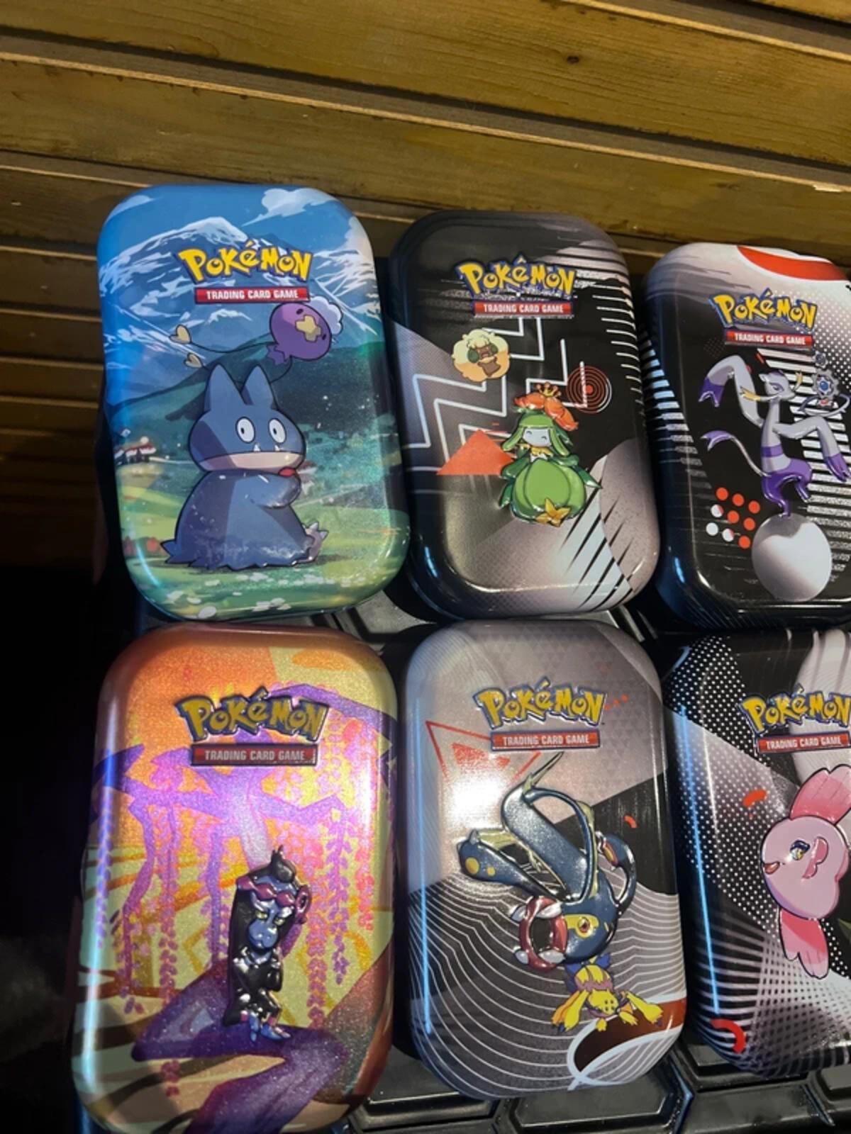 Pokémon Bundle of Collectible Tin’s with Artwork & Stickers (10)