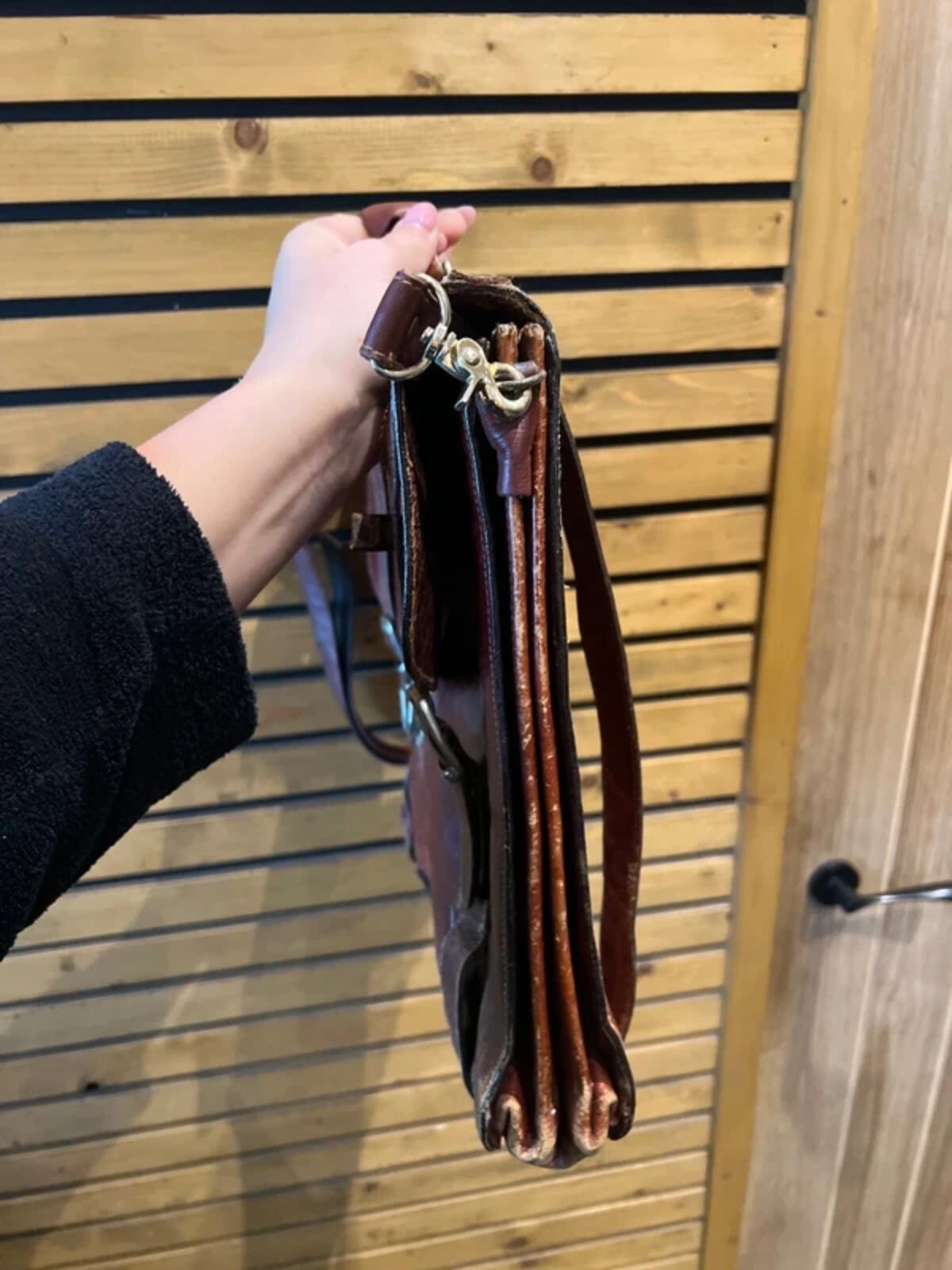 Vintage Brown Leather Messenger Satchel Bag