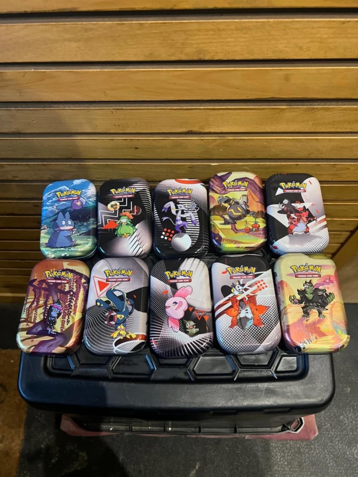 Pokémon Bundle of Collectible Tin’s with Artwork & Stickers (10)