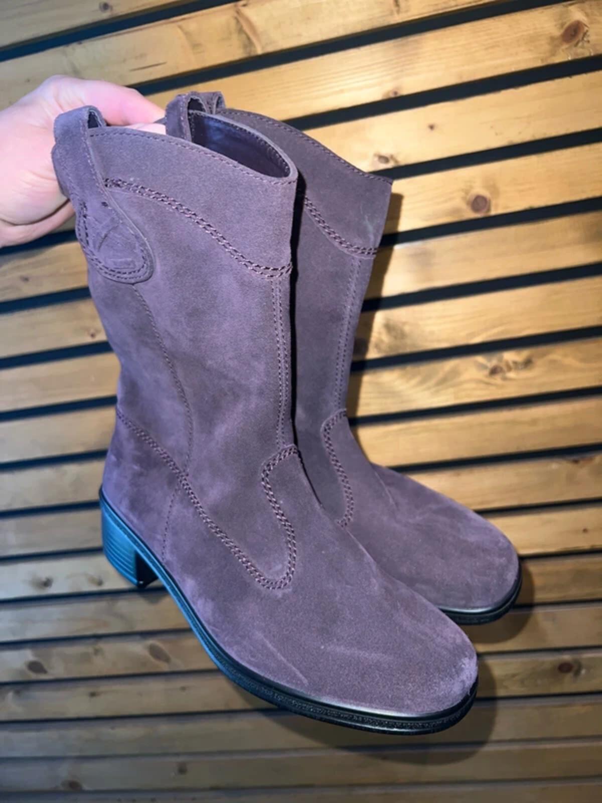 Hotter Purple Suede Heeled Boots UK5 NEW