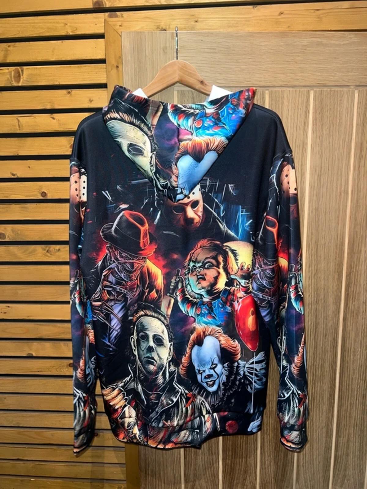 Horror Movie Graphic Black Hoodie L