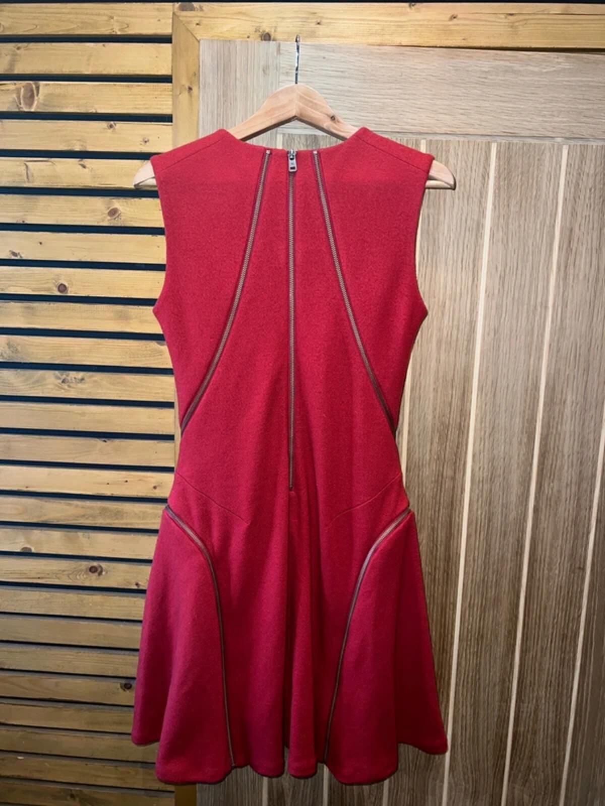Alexander McQueen Red Wool Zipper Dress 14