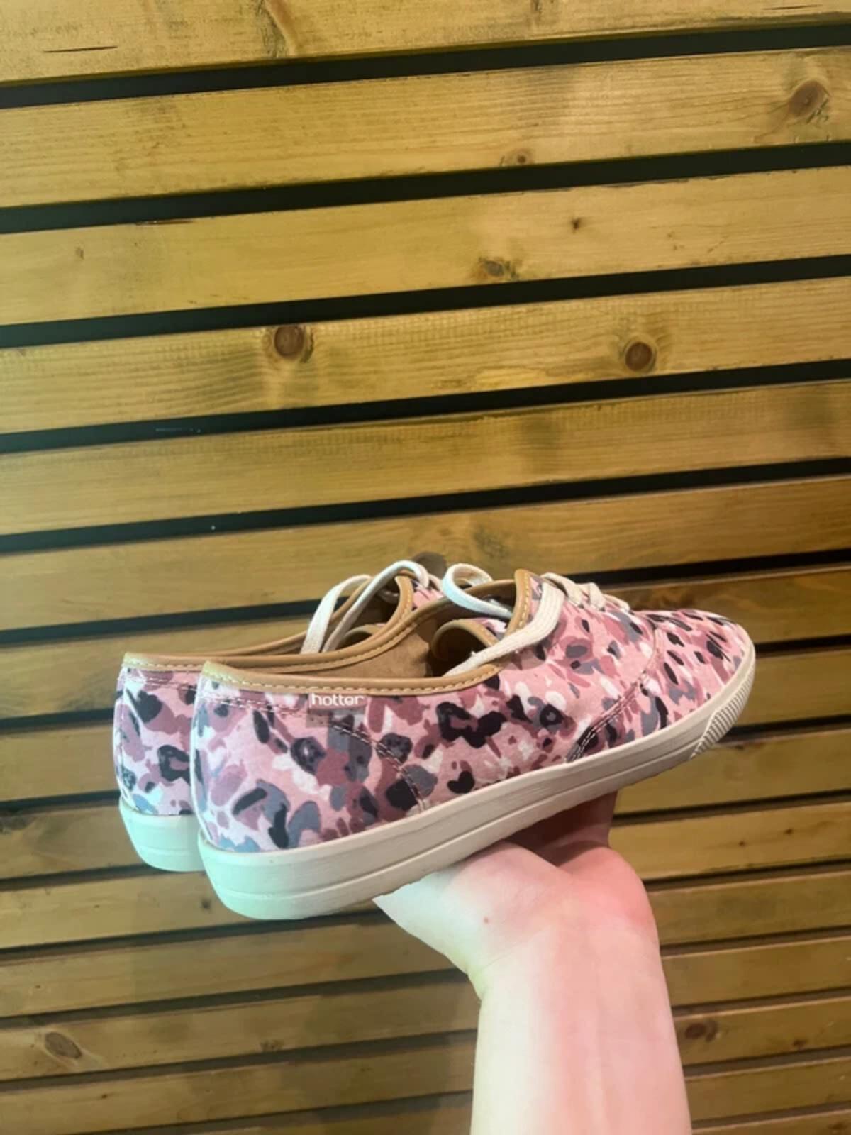 Hotter Mabel Oxford Pink Floral Pumps Canvas Shoes UK6.5