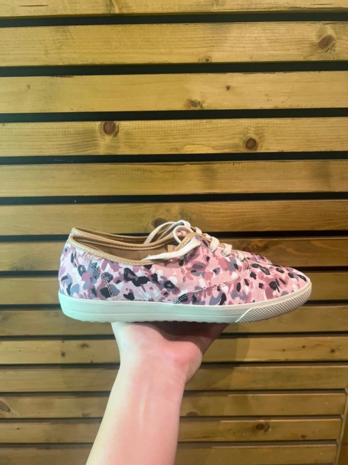Hotter Mabel Oxford Pink Floral Pumps Canvas Shoes UK6.5