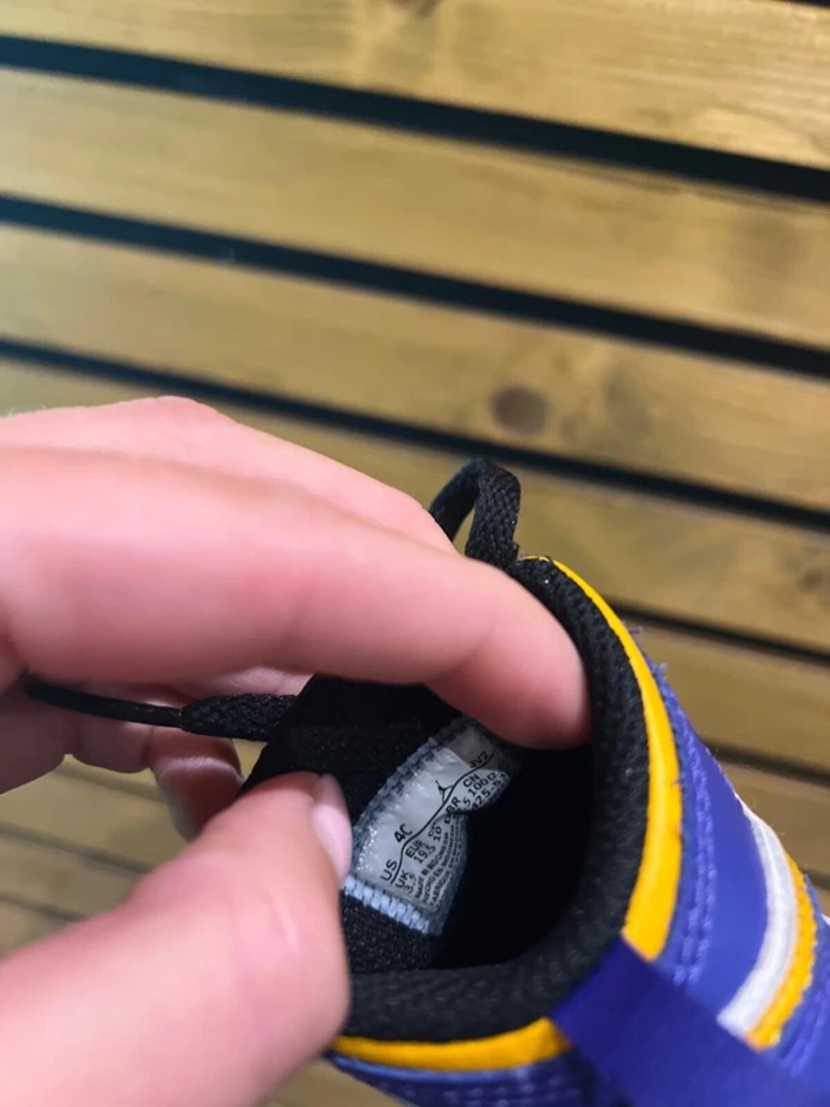 Nike Air Jordan 1 Mid LA Lakers Purple Trainers UK3.5
