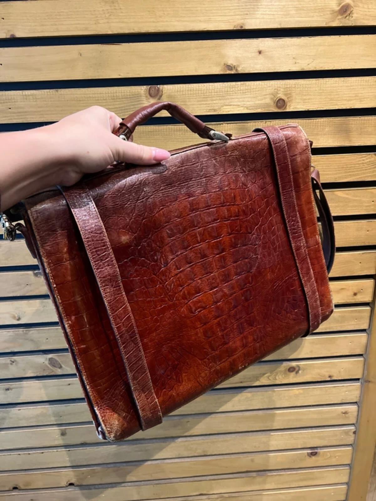 Vintage Brown Leather Messenger Satchel Bag