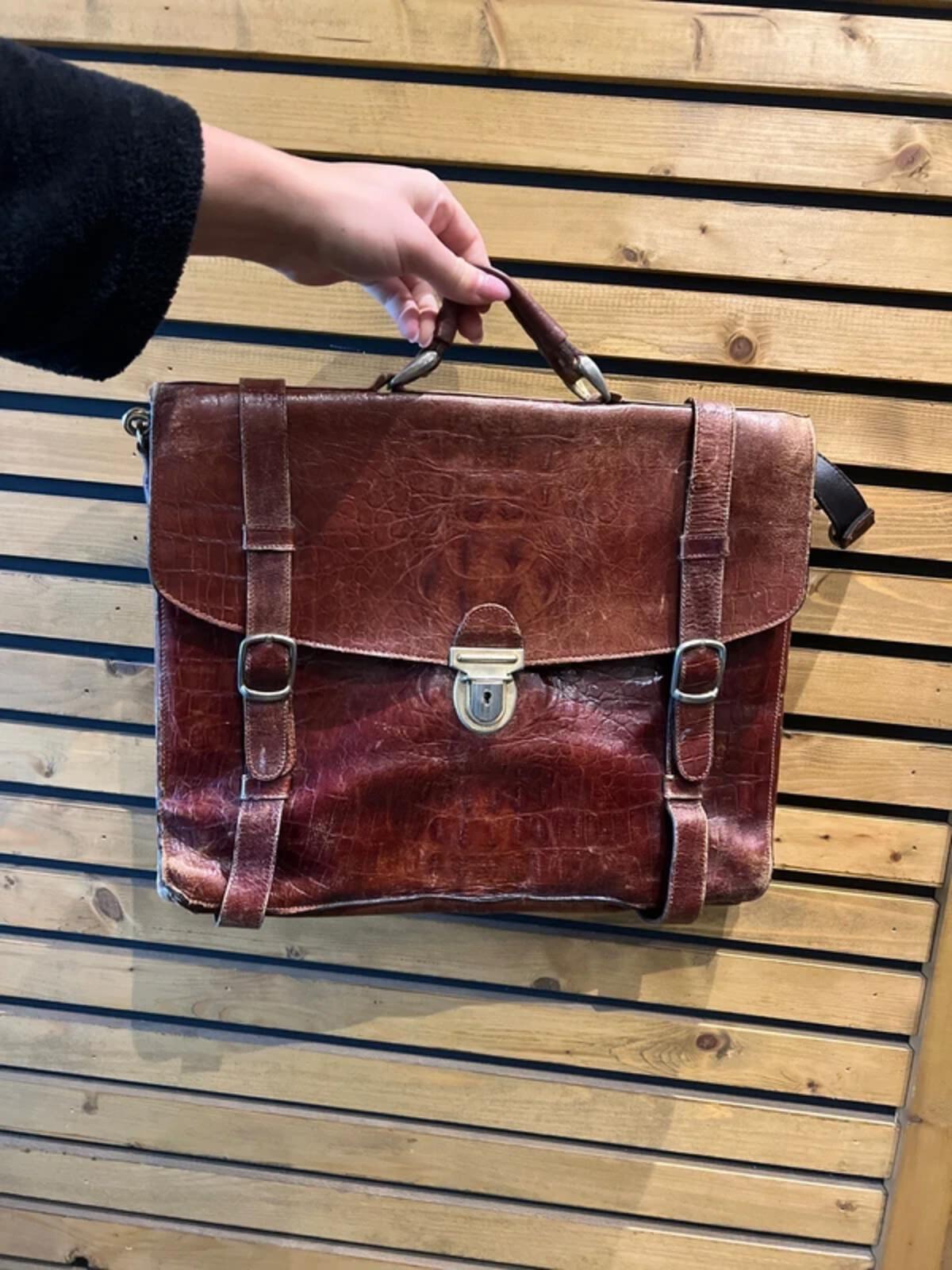 Vintage Brown Leather Messenger Satchel Bag